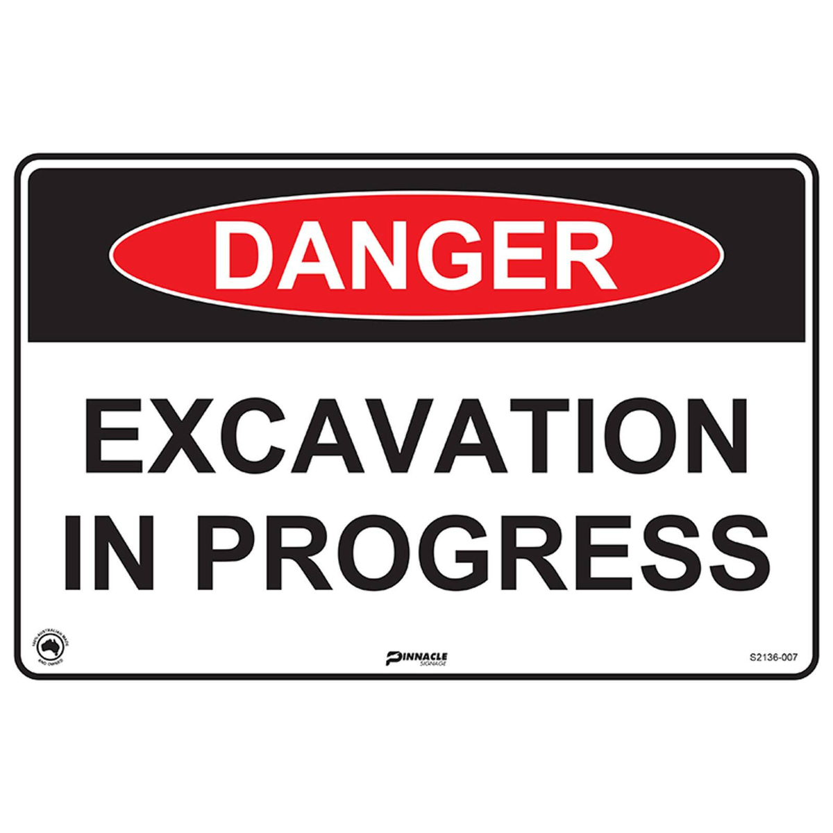 Pinnacle 300 x 200mm Metal Danger Excavation In Progress Sign ...