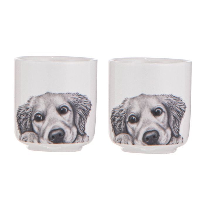 Ashdene Peeking Pups Golden Retriever Set Of 2 Egg Cups