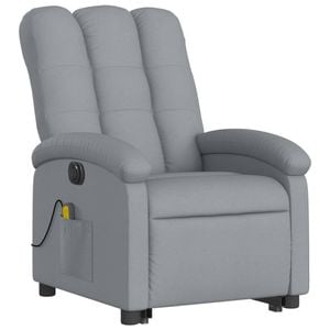 vidaXL Electric Stand up Massage Recliner Chair Armchair Light Grey Fabric