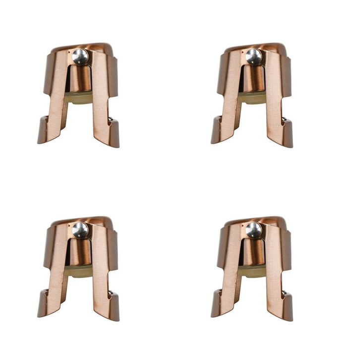4PK BarCraft Stainless Steel Champagne Bottle Stopper 5.5cm - Copper
