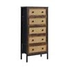 Oikiture Fabric 5 Chest of Drawers Storage Cabinet Rattan Dresser Tallboy