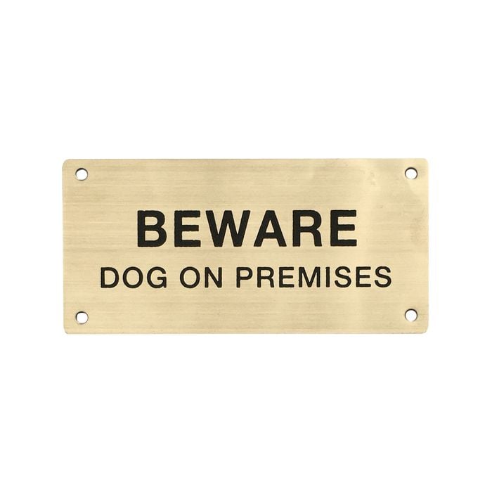 Brutus Beware Dog on Premises 95 x 47mm Stainless Steel Sign