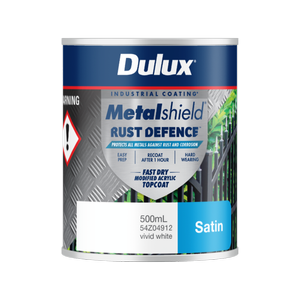 Dulux 500ml White Satin Metalshield Rust Defence - .5L