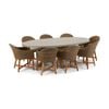 Tamarama Outdoor Concrete Look Dining Setting Brushed Wheat With 8 Coastal Wicker Chairs & Cream Cushions