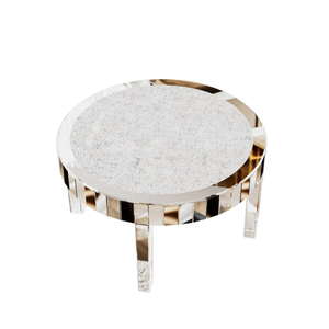 P&P Silver Mirrored Coffee Table with Crushed Diamond Inlay for Living Rooms