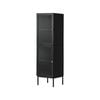 Oikiture Storage Cabinet Tall Tempered Glass Door Black 141cm