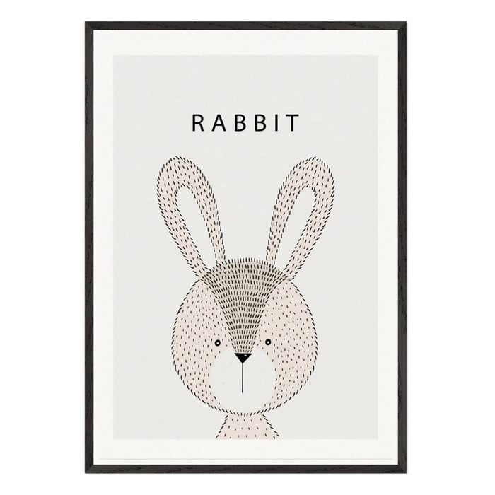 Galrie Charming Minimalist Rabbit Art Print for Modern Decor, Black Frame, A3 30 x 42cm (12 x 16inch)