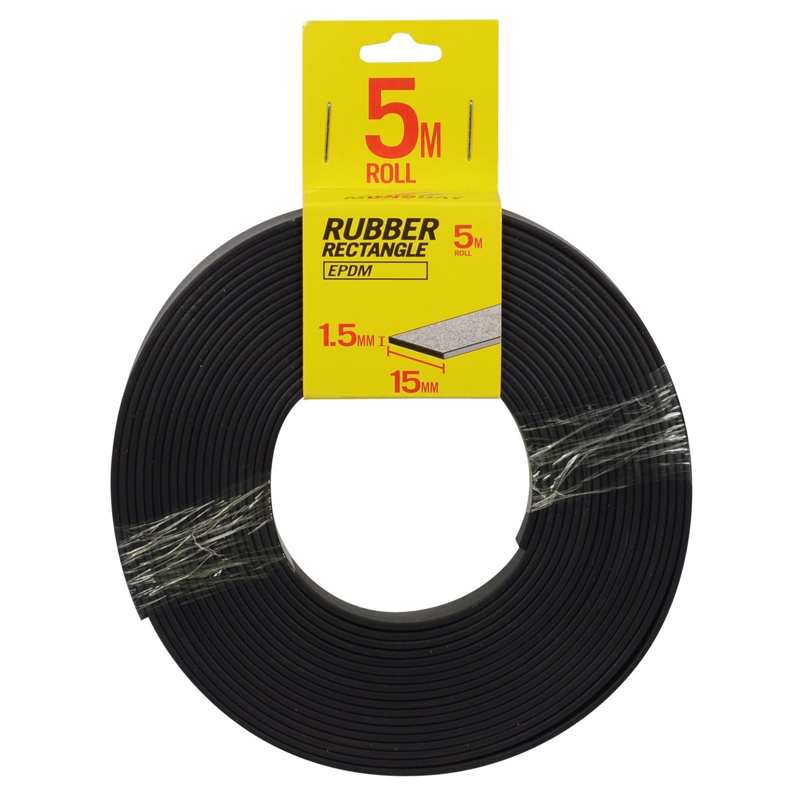 Moroday 15 x 1.5mm x 5m Black Rectangle Rubber Roll