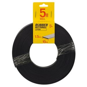 Moroday 15 x 1.5mm x 5m Black Rectangle Rubber Roll