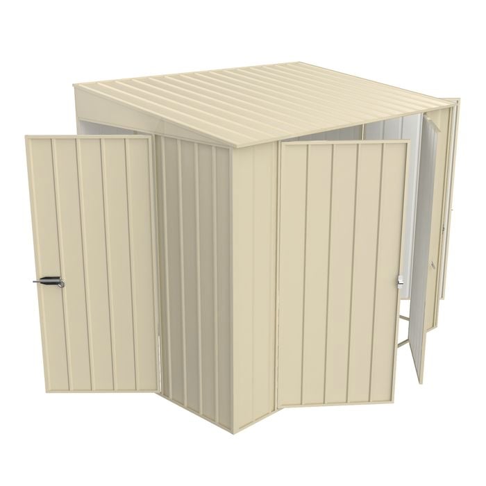 Build-a-Shed 1.2 x 2.3 x 2.0m Tunnel Shed Tunnel Hinged Door Plus Double Hinged Side Door - Cream