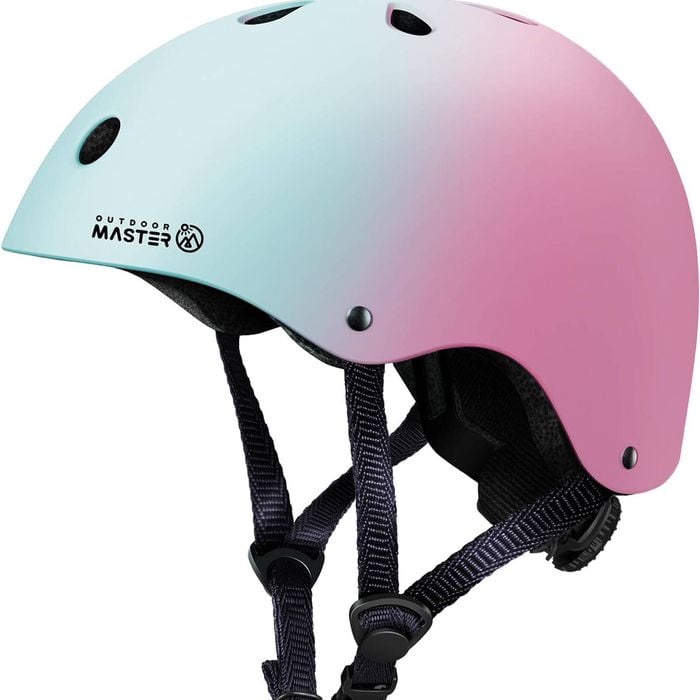 OutdoorMaster Kids Bike Helmet Blue Pink Gradient