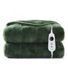 Dreamaker Basketweave Faux Fur Washable Electric Heated Throw Blanket Olive - 180x200cm | Overheat Protection & Auto-Off