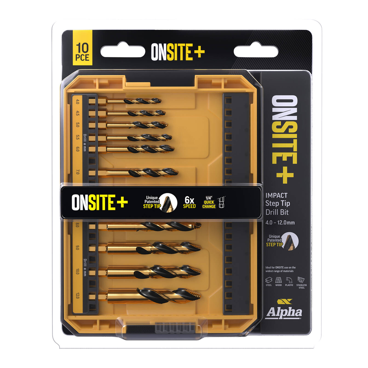 Alpha Onsite+ 10 Piece Impact Step Tip Drill Set - Bunnings Australia