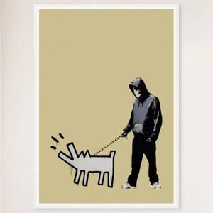 Galrie Banksy Choose Your Weapon Gold Poster (2010) - Art Collection Essential, White Frame, A1 60 x 84cm (23 x 33inch)
