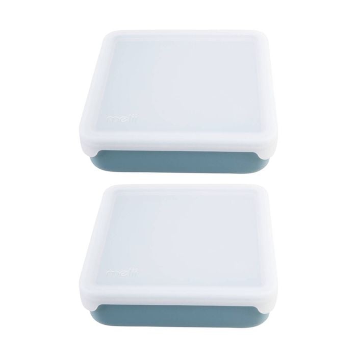 2pk Melii Silicone Kid-friendly Sandwich Lunch Container With Lid Blue 790ml