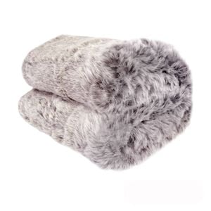 Sia Luxury Range Faux Fur Throw Rug 127 x 152 cm Tundra Wolf