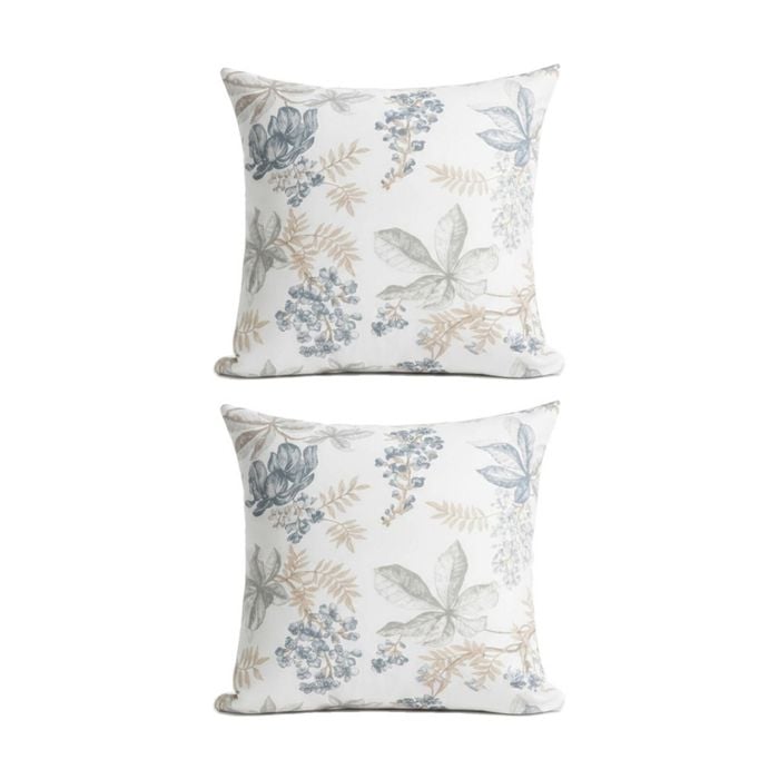 2PK Renee Taylor Textured Cotton Slub Reversible European Pillowcase Floral Vine
