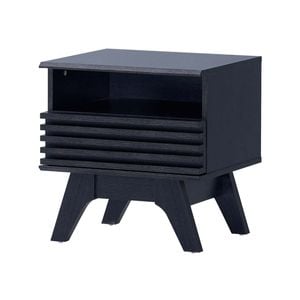 Design Square Camille Wooden Bedside Table Nightstand W/ 1-Drawer Black