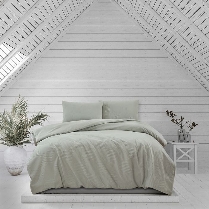 Ardor Boudoir King Bed Quilt Cover Set Preston Embossed Pale Green