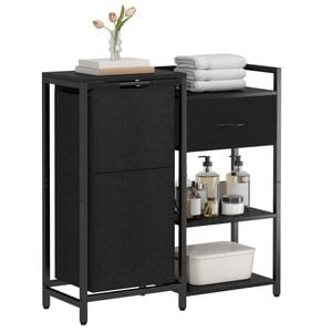 Advwin Laundry Basket Sorter with Fabric Drawer and Shelves 60L Black