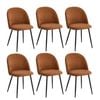 Oikiture 6x Dining Chairs Accent Chair Armchair Kitchen Upholstered Linen Orange