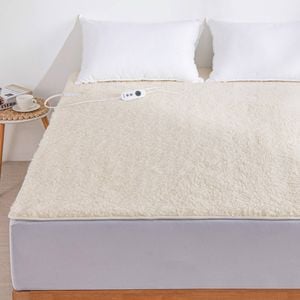Dreamaker Australian Wool Rich Fleece Electric Blanket King Single Bed | Fully Fitted Skirting & Machine Washable Heated Topper