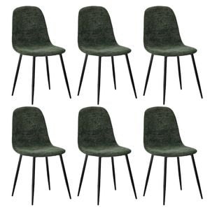 Oikiture 6x Dining Chairs Kitchen Accent Chair Lounge Room Chenille Green