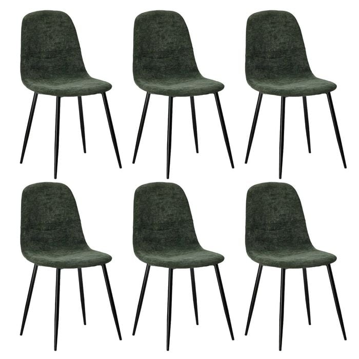 Oikiture 6x Dining Chairs Kitchen Accent Chair Lounge Room Chenille Green