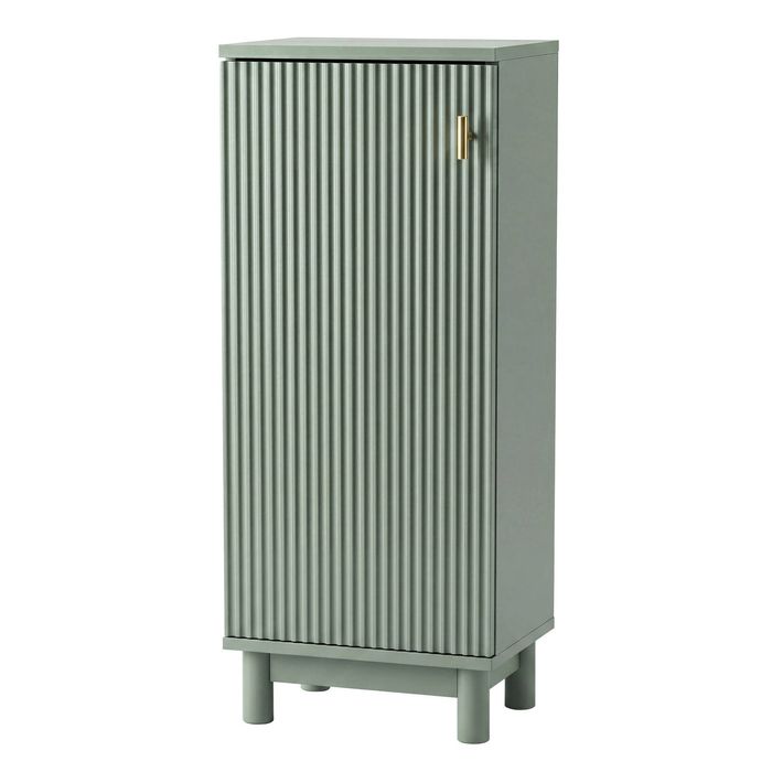 Levede Bathroom Cabinet Freestanding Storage Cupboard Slim 3 Tier Shelves Green