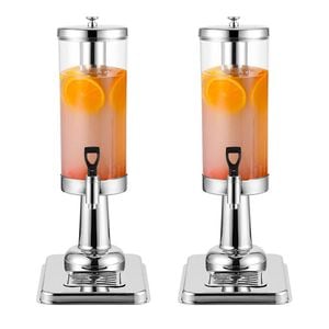 SOGA 2 Pack Beverage Dispenser Single 3L Silver Stainless Steel with Ice Cylinder