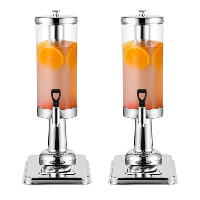 SOGA 2 Pack Beverage Dispenser Single 3L Silver Stainless Steel with Ice Cylinder
