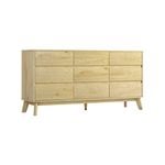 Lowboy Chest of 9 Drawers Storage Cabinet Dresser Pine