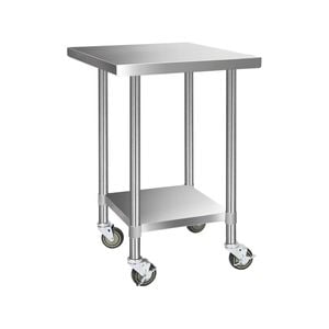 Cefito 760x760mm Commercial Stainless Steel Kitchen Bench w/ Wheels