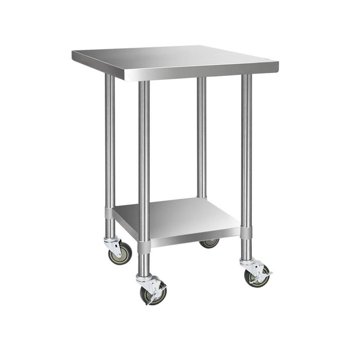 Cefito 760x760mm Commercial Stainless Steel Kitchen Bench w/ Wheels