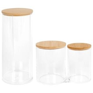 Harbour Housewares 2pc Reusable Plastic Bathroom Canister Set with Bamboo Lid