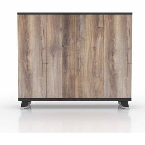 Modern Home HALDIS Credenza 160cm(W)x40cm(D)x136cm(H)- Oak & Black
