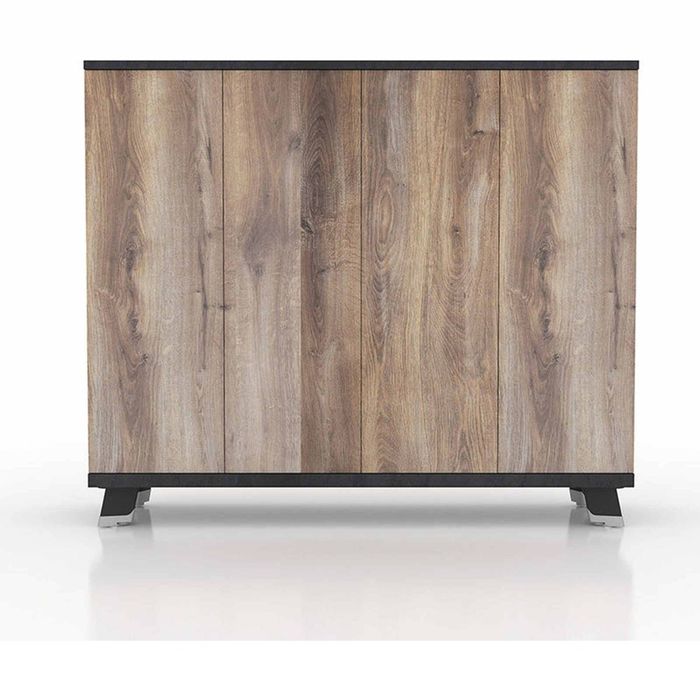 Modern Home HALDIS Credenza 160cm(W)x40cm(D)x136cm(H)- Oak & Black
