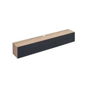 Tierra Wall Mount Entertainment TV Unit Floating 3 Doors 180cm Black and Oak