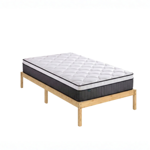 Zinus Single Bamboo Wood Bed Frame & Pocket Spring Mattress Set, Support iCoil Eurotop