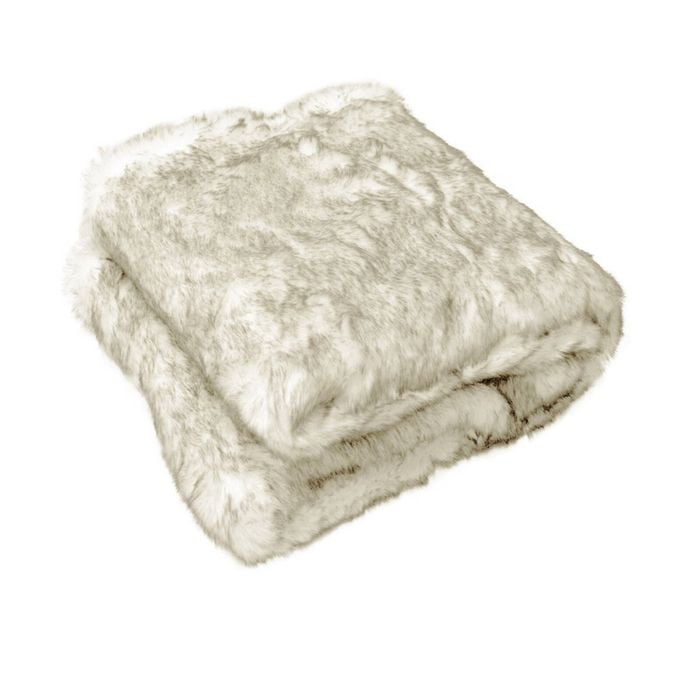 Radisson Husky Taupe & Ivory Luxury Faux Fur Throw Rug 127 x 152 cm