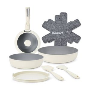 10pc Cuisinart ClickSmart NonStick Detachable Handle Cookware Set Taupe
