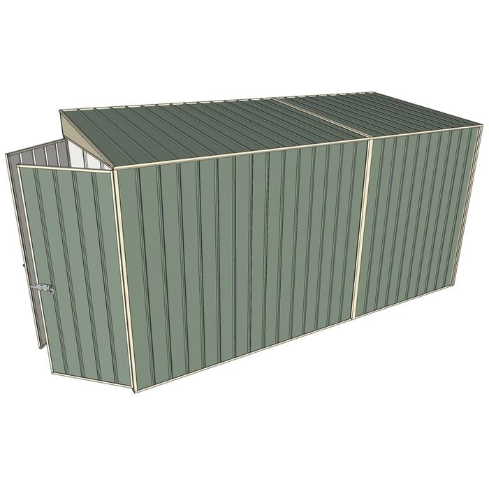 Build-a-Shed 1.5 x 3.7 x 2m Double Hinged Door Skillion Shed - Green