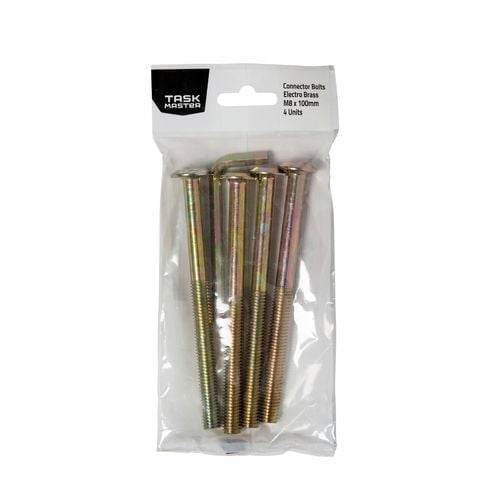 Taskmaster Brass M8 x 100mm Connector Bolt - 4 Pack - Bunnings Australia