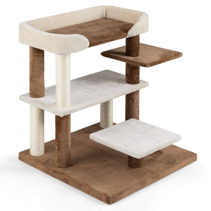 Costway 2-in-1 Cat Stairs Cat Tree Tower Pet Steps 4 Large Platforms
