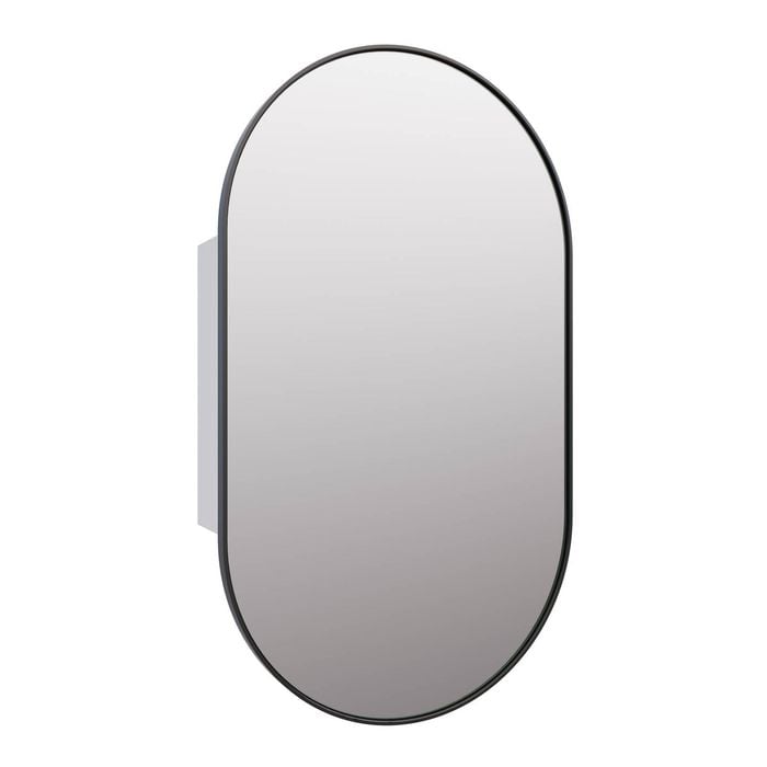 Future Glass Pill Mirror Cabinet - 960 X 560mm Black