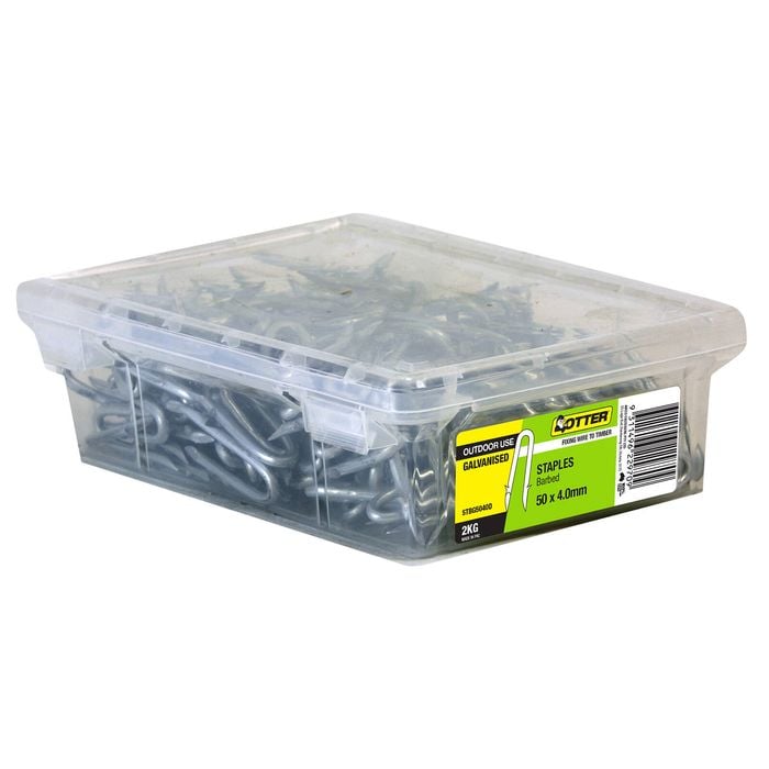 OTTER 2kg 50mm Galvanised Barbed Staples Tub