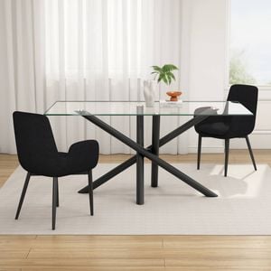 Rectangular Glass Dining Table Black