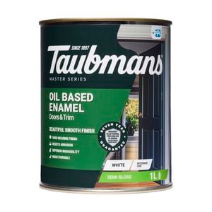 Taubmans 1L White Semi Gloss Oil Based Enamel