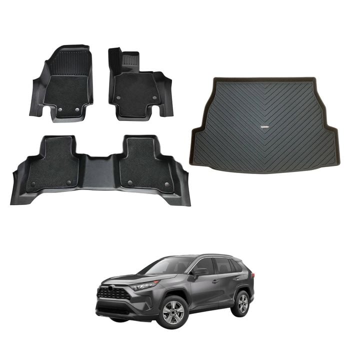 AUSGO Double-Layer Floor Mats & Boot Liner Set for Toyota RAV4 2019-2026 Car Floor Liners Cargo Mat