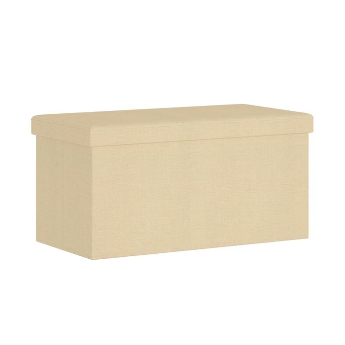 Flexi Storage Living 760 x 380 x 380mm Oyster Grey Non-Woven Linen Ottoman